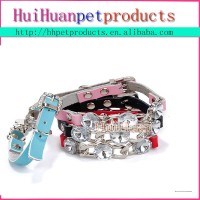 Beautiful diamond leather dog collar for small dog and cat