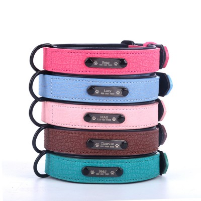 Hot Sale New Pet Collar Microfiber Leather Lettering Dog Collar Designer Collar Custom Pet Supplies