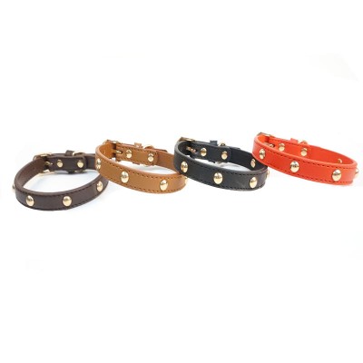 Manufacturers Spot PU Material Mushroom Nail Fashion Dog Collar Going Out Traveling Pet Walking Dog Supplies