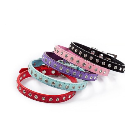 Hot sale pet collar shiny row of diamond dog collars super soft and comfortable cat collar spot wholesale